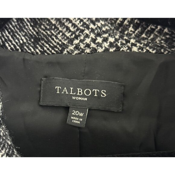 Talbots Black White Shimmer Glen Plaid Jacket Blazer Wool-Blend Pockets Size 20W - Picture 7 of 8